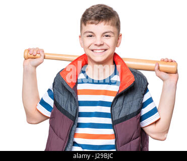 Teen boy with baseball bat Banque D'Images