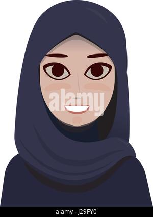 Portrait caricature de belle femme musulmane hijab Illustration de Vecteur