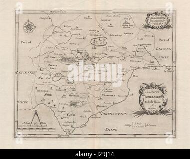 Rutland. ROTELANDIAE "COMITATUS" par Robert Morden. Uppingham & carte 1772 d'Oakham Banque D'Images