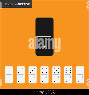 Vecteur. Icônes Domino sont noirs sur fond orange. Illustration de Vecteur