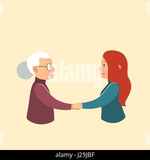 La Fête des mères, fille ou petite-fille avec mère grand-mère carte postale 8 mars Illustration de Vecteur