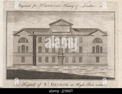 St George's Hospital Hyde Park Corner, maintenant l'hôtel Lanesborough. HARRISON 1776 Banque D'Images