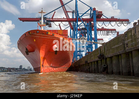 Porte-conteneurs à l'containerterminal burchardkai, port d'Hambourg, Allemagne, Europe Banque D'Images