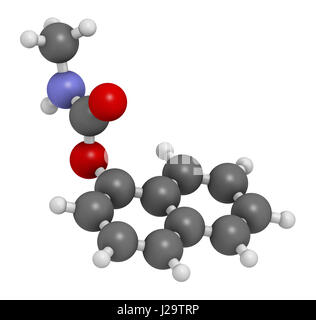 Le carbaryl (carbaril) molécule insecticide carbamate (classe). Le rendu 3D. Les atomes sont représentés comme des sphères avec codage couleur classiques : l'hydrogène (w Banque D'Images