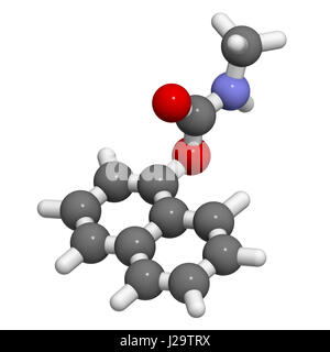 Le carbaryl (carbaril) molécule insecticide carbamate (classe). Le rendu 3D. Les atomes sont représentés comme des sphères avec codage couleur classiques : l'hydrogène (w Banque D'Images