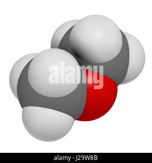 Le diméthyléther (DME) methoxymethane, molécule. Le rendu 3D. Les atomes sont représentés comme des sphères classiques avec codage couleur : blanc (hydrogène), carbone Banque D'Images