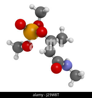 Le monocrotophos molécule d'insecticides organophosphorés. Aussi connu pour être polluant organique persistant. Le rendu 3D. Les atomes sont représentés comme des sphères avec Banque D'Images