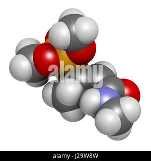 Le monocrotophos molécule d'insecticides organophosphorés. Aussi connu pour être polluant organique persistant. Le rendu 3D. Les atomes sont représentés comme des sphères avec Banque D'Images