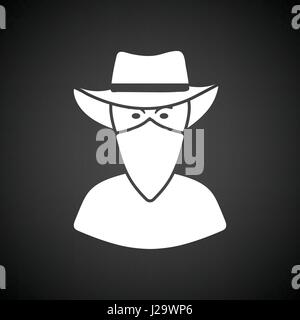 Cowboy avec un foulard sur le visage. Fond noir avec blanc. Vector illustration. Illustration de Vecteur
