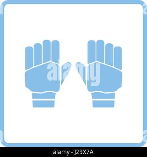 Paire de gants de cricket icône. Design cadre bleu. Vector illustration. Illustration de Vecteur