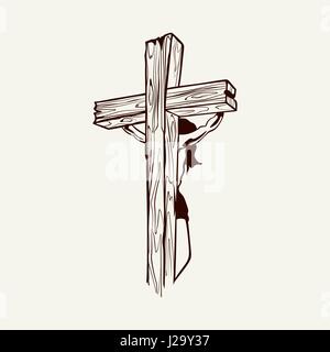 Jésus crucifié sur la croix Illustration de Vecteur