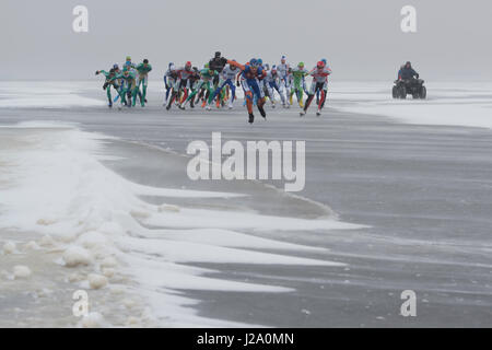 En vertu des conditions de Sibérie (rare dans les Pays-Bas) un marathon concours de patinage artistique a été organisée." Banque D'Images