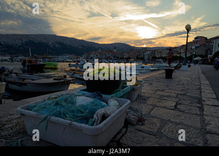 Soirée à Baška sur l'île de Krk, Croatie Banque D'Images