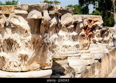 Piliers Corinthiens sculpté romain, Musée National de Carthage, colline de Byrsa, site de Carthage punique, UNESCO World Heritage Site, Tunisie, Afrique du Nord Banque D'Images