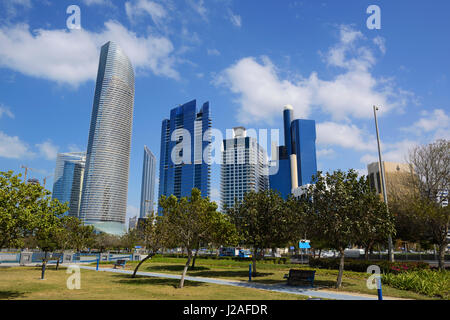 En front de mer Corniche Abu Dhabi, Émirats arabes unis, Moyen Orient Banque D'Images