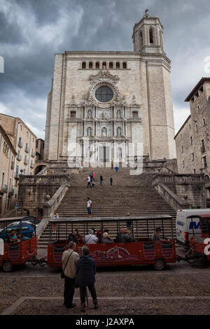 Espagne, Catalogne, Gérone, Cathédrale de Saint Mary de Gérone (Catedral de Santa Maria de Girona), ville monument Banque D'Images