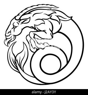 Les signes du zodiaque astrologie Capricorne horoscope chèvre circulaire mer symbole Banque D'Images