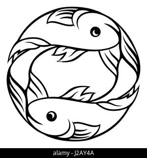 Un poissons horoscope poissons symbole signe du zodiaque Banque D'Images