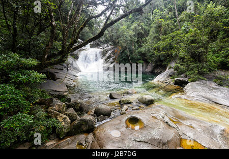 Josephine Falls est un lieu de baignade populaire avec de belles chutes d'eau dans le Parc National de Wooroonooran, près de Cairns, Far North Queensland, Queensland, Australie Banque D'Images