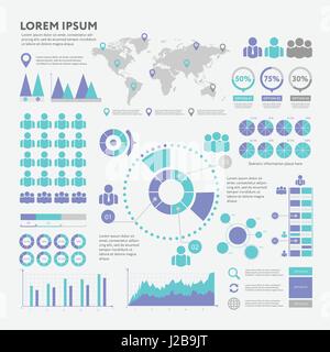 Infographie entreprise concept - ensemble d'éléments du vecteur infographique en style design plat de présentation, brochure, site web. Grand jeu de l'Infographie. Illustration de Vecteur