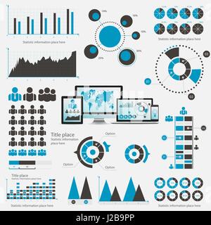 Infographie entreprise concept - ensemble d'éléments du vecteur infographique en style design plat de présentation, brochure, site web. Vector icons set. Illustration de Vecteur