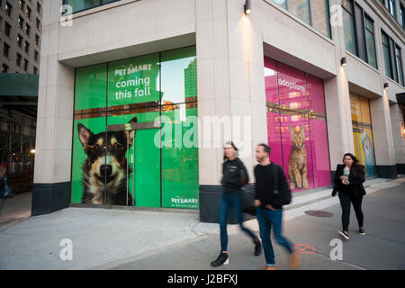 La future maison d'une animalerie Petsmart dans le quartier Flatiron de New York le mardi, Avril 18, 2017. Petsmart a accepté d'acquérir l'e-commerce détaillant Chewy.com pour un montant non communiqué. L'acquisition augmente la brique-et-mortier Petsmart's présence en ligne. (© Richard B. Levine) Banque D'Images