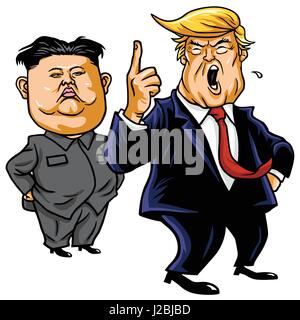Donald Trump avec Kim Jong-un Cartoon Vector Illustration de Vecteur