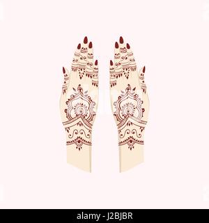 Mains de henné Mehendi. Vector illustration Arts Traditionnels Illustration de Vecteur