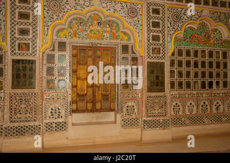 Palais de fleurs. Moti Mahal. Phool Mahal. Fort Mehrangarh. 10e siècle. Jodhpur. Le Rajasthan. L'Inde. Banque D'Images