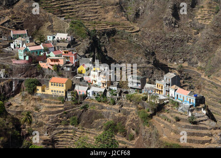 Cap Vert, Santo Antao, Ponta do Sol, Fontainhas, le plus beau village de Cap-Vert Banque D'Images