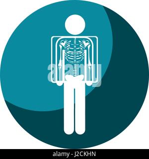 Châssis circulaire couleur avec pictogramme de l'ombrage et la radiographie du patient Illustration de Vecteur