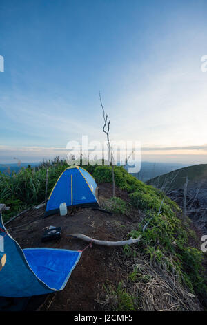 L'Indonésie, Maluku Utara, Kabupaten Halmahera Barat, tente au sommet Banque D'Images