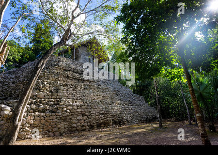 Temple de la peinture comme vu dans l'ancienne cité maya de Coba, Mexique Banque D'Images