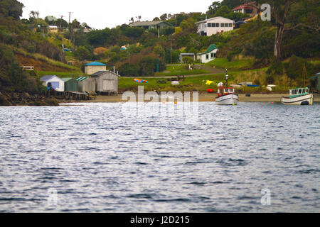 Port de Voe Vaila Bay, l'île Stewart, en Nouvelle-Zélande. Banque D'Images