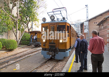 Tren de Soller, Plaça d'Espanya la gare, Palma de Majorque, Espagne Banque D'Images