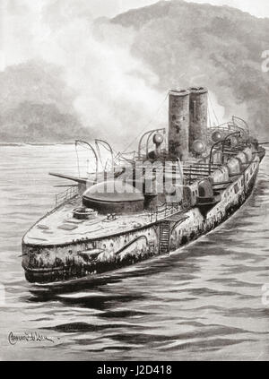 Le cuirassé espagnol Oquendo vu ici après l'engagement naval à la baie de Manille, au cours de la guerre hispano-américaine de 1898. L'histoire de Hutchinson de l'ONU, publié en 1915. Banque D'Images