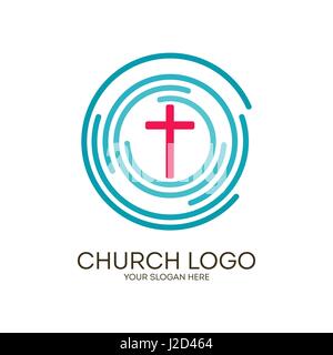 Logo de l'église. Symboles chrétiens. Des cercles, cible et Jesus. Illustration de Vecteur