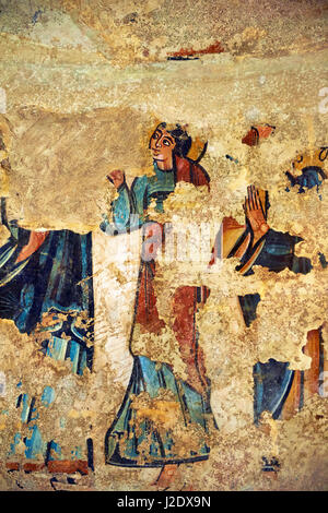 Fresque romane du xiie siècle de l'abside de l'église de Santa Maria de Mur, de Mur, Casrell Pallars Jussa, Espagne. Peinte autour de 1150. Nation Banque D'Images
