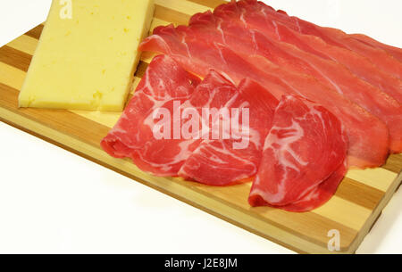 Speck italien, coppa et typique du Tyrol, fromage asiago Banque D'Images