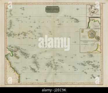 'Îles dans l'océan Pacifique". Owhyhee/Hawaii/Otaheite Tahiti. THOMSON 1817 map Banque D'Images