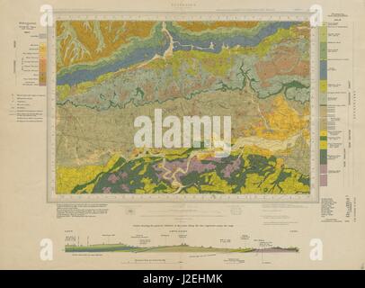 Commission géologique de Sevenoaks Weald fiche 287 Tonbridge North Downs 1950 map Banque D'Images