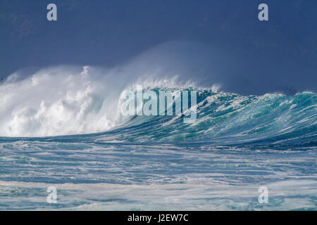 Océan vagues géantes se brisant sur la côte nord d'Oahu à Waimea Bay Banque D'Images