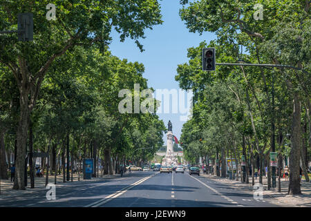 Portugal, Lisbonne, Liberty Avenue menant à Pombal Banque D'Images