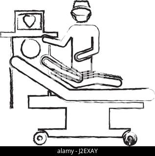 Pictogramme silhouette floue cardiologue avec personne Illustration de Vecteur