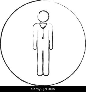 Châssis circulaire floue pictogramme silhouette male doctor with stethoscope Illustration de Vecteur