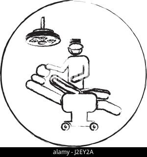 Châssis circulaire pictogramme silhouette floue personne avec chirurgien Illustration de Vecteur