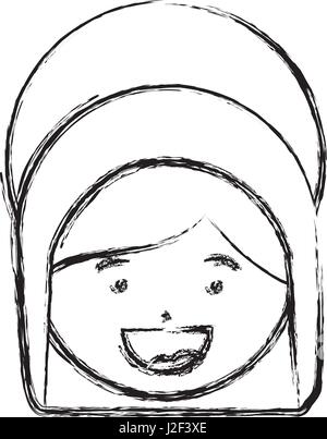 Silhouette floue monochrome de Visage Saint Vierge Marie Illustration de Vecteur