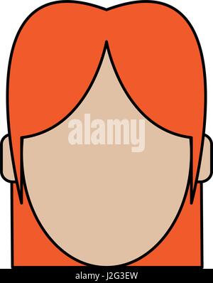 Sans visage silhouette coloré femme Vue de face avec des cheveux courts Illustration de Vecteur