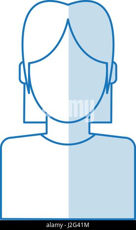 Silhouette sans visage ombrage bleu moitié du corps femme avec t-shirt Illustration de Vecteur