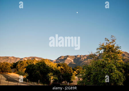 Aux Etats-Unis, le Centre de la Californie, la sécheresse en vedette 3a, de l'expédition de Santa Ynez Valley, coucher de soleil (grand format formats disponibles) Banque D'Images